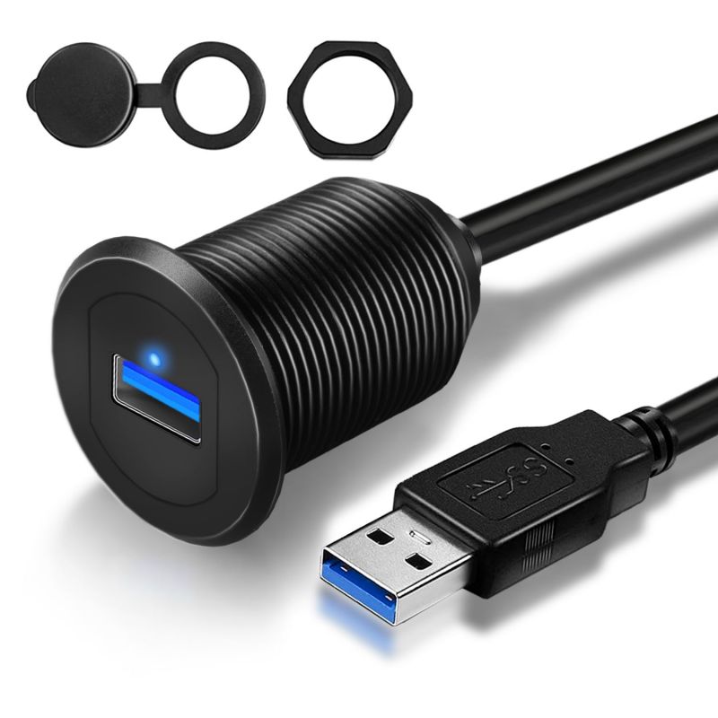 Carcassa de policarbonat LBT de 3,5 mm i USB 3,0 mascle a femella Cable auxiliar d'extensió de muntatge de panell USB amb LED (1)