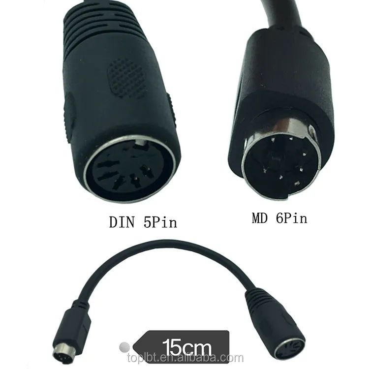 PS2 DIN5 kvenkyns til MD6 DIN 6pinna karlsnúra (5)