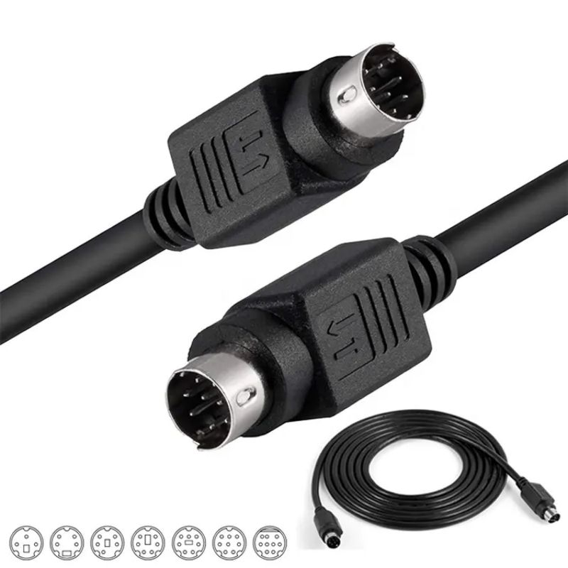 Cable de càrrega d'alimentació 1,8 m6 peus Mini Din 6 Endolls Mini DIN Cable mascle-mascle de 6 pins Beix 1,52345679 M (1)